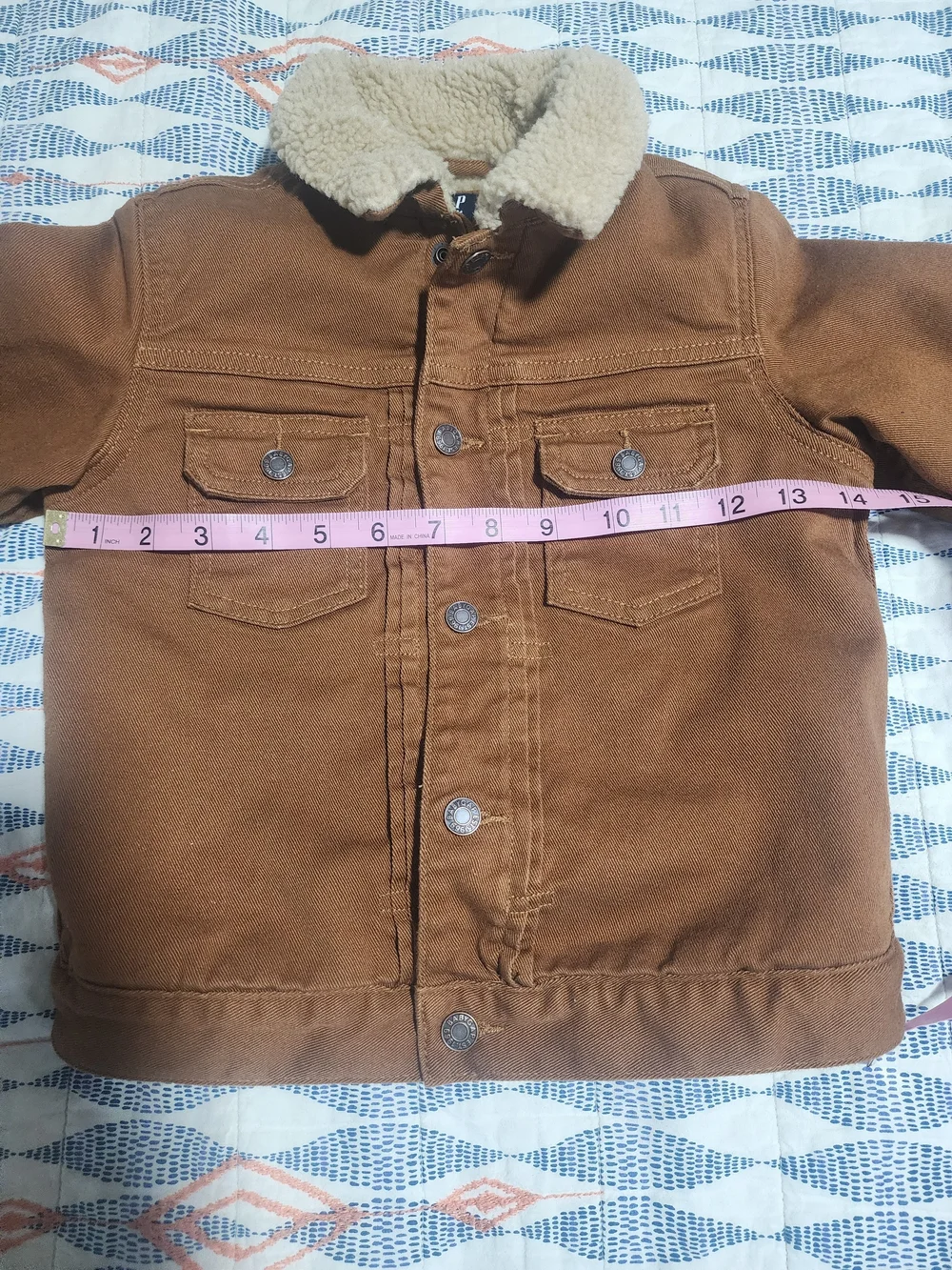 GAP Kids Tan Brown Sherpa-Lined Jean Jacket Size 5
